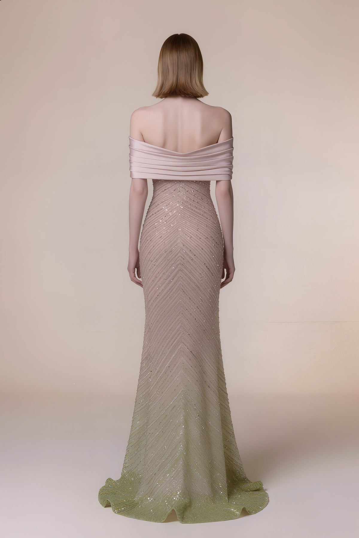 Rose Twilight Off-Shoulder Gown