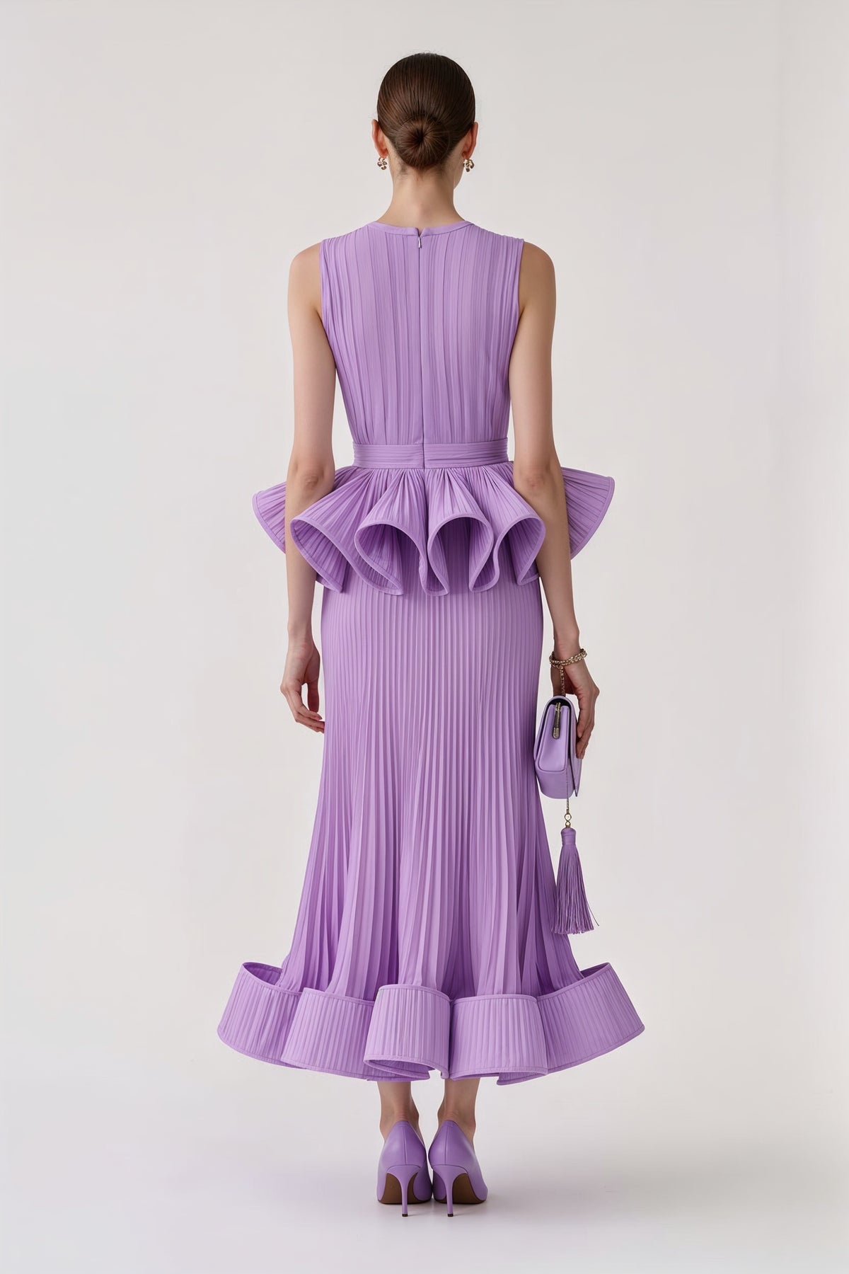 Lavender Sculpted Pleats Dress