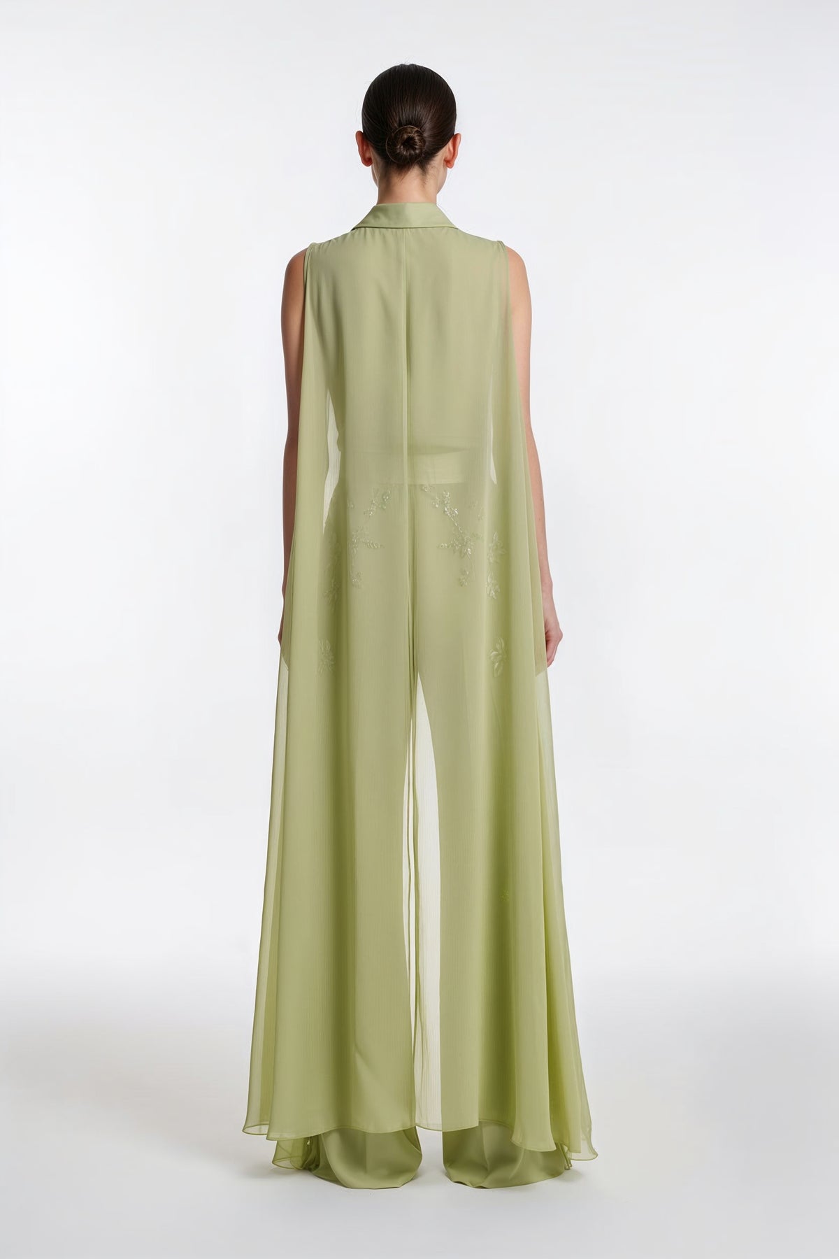 Embroidered Chiffon Cape Jumpsuit – Summer 2026 Collection