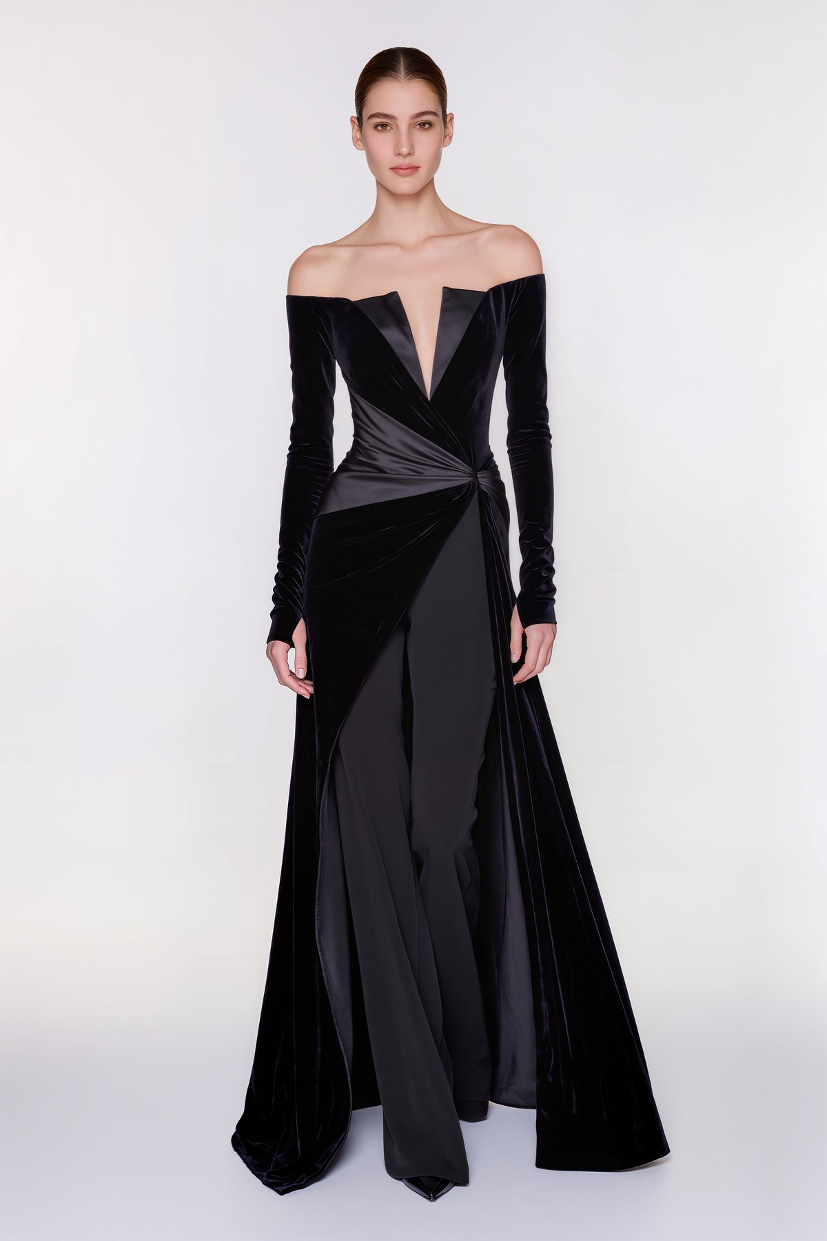 Black Velvet Evening Gown