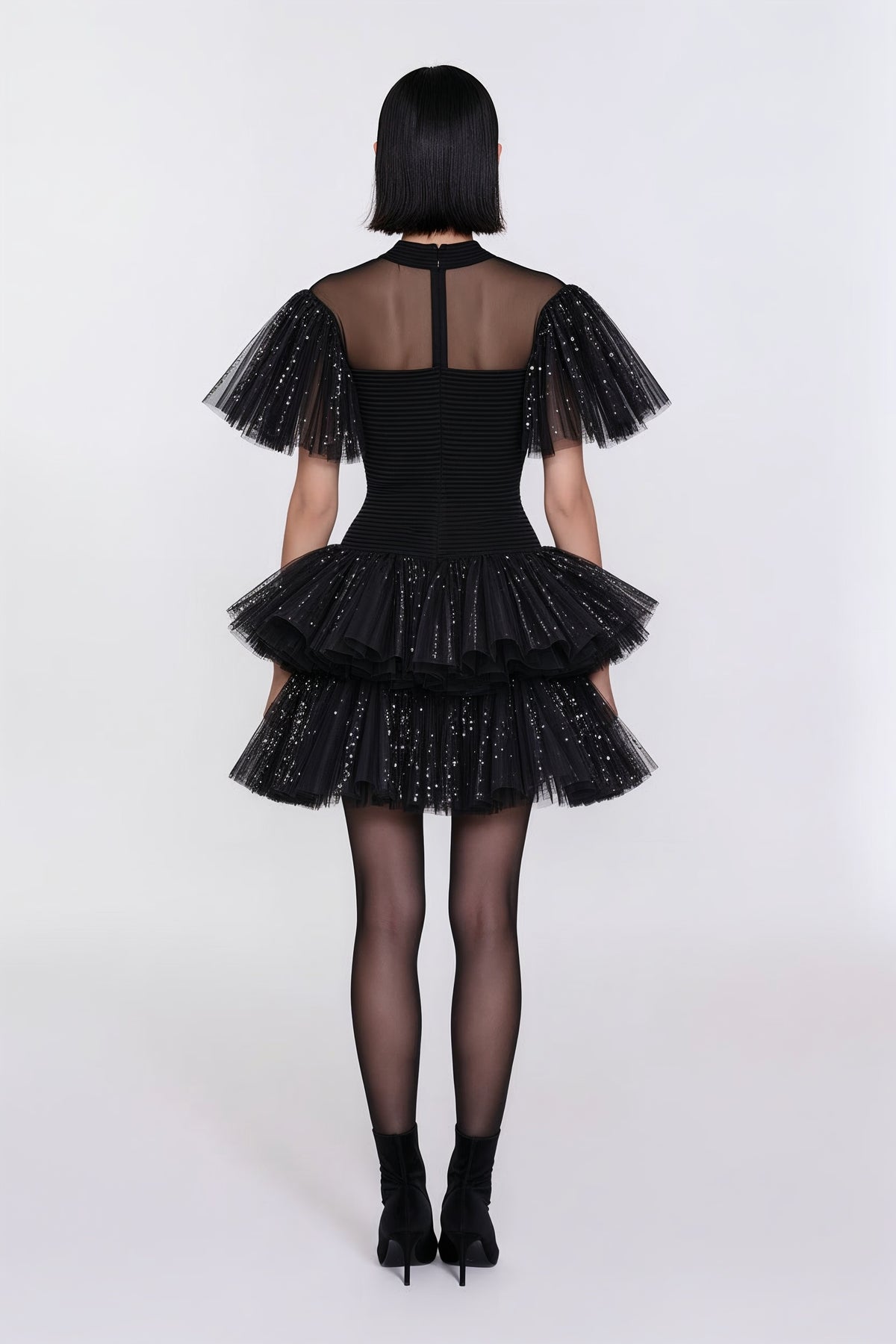 Black Stardust Mini Dress