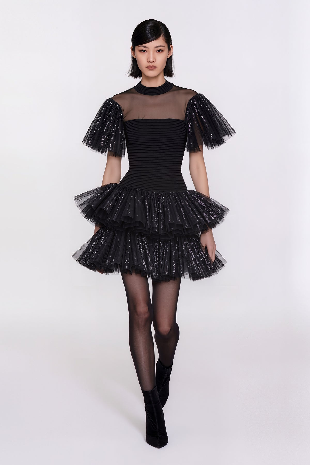 Black Stardust Mini Dress