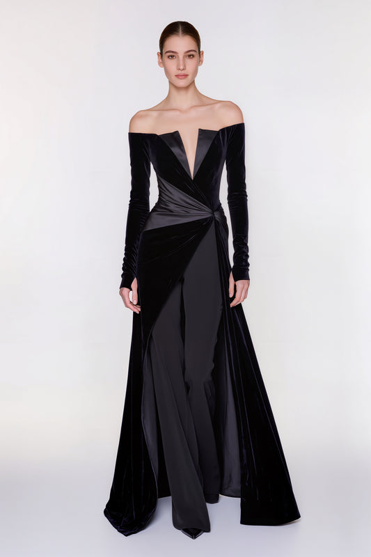 Black Velvet Evening Gown