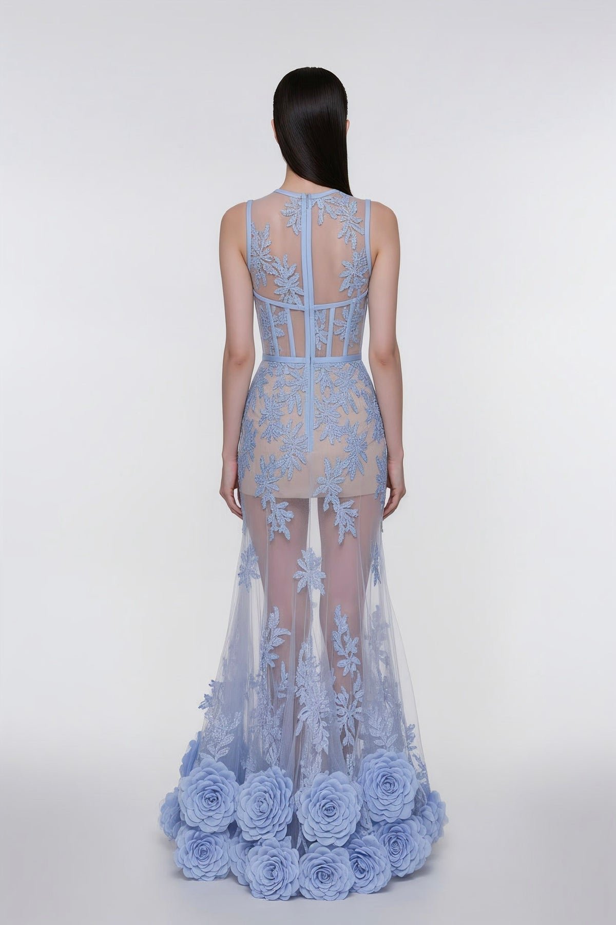 Azure Bloom Gown Haute Couture Evening