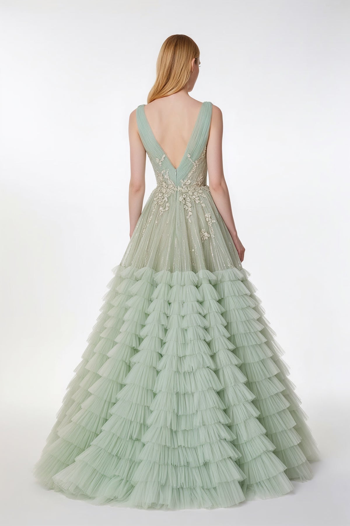 Celestial Mint Gown Haute Couture Evening