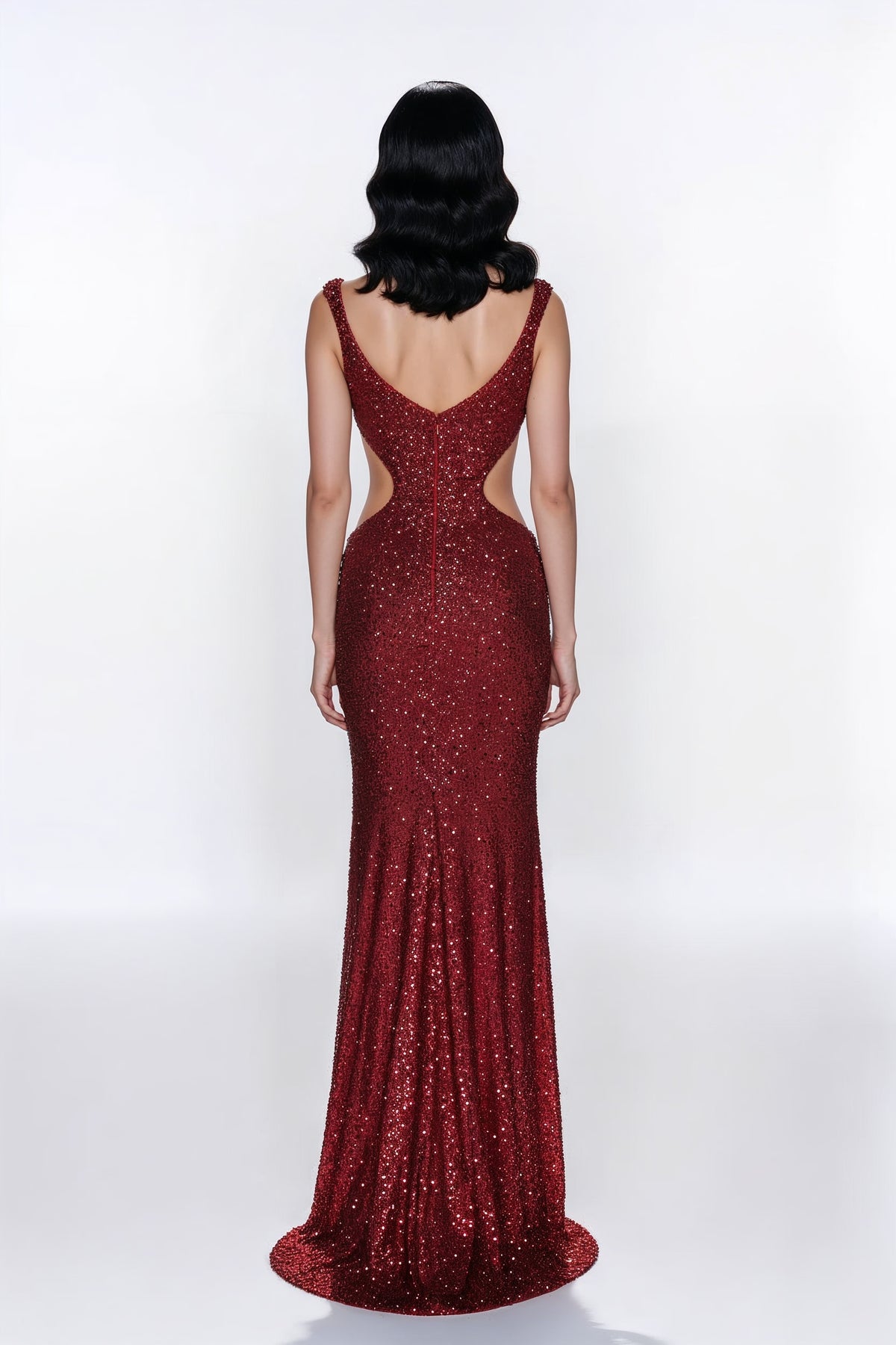 Scarlet Sculpted Evening Gown